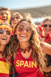 © PixelGallery - Spanish football soccer fans in a stadium supporting the national team, La Selección, La Furia Roja
