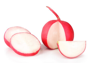 Wall Mural - Radish and slices isolated on a white background