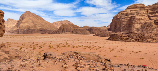 Wall Mural - Landscape of Wadi Rum desert in Jordan