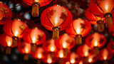 Fototapeta Fototapeta uliczki - Jiufen old street with tourists walking and shopping .at night Traditional Chinese lanterns hanging along the narrow street.