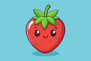 Poster - A sweet strawberry with a smiley face