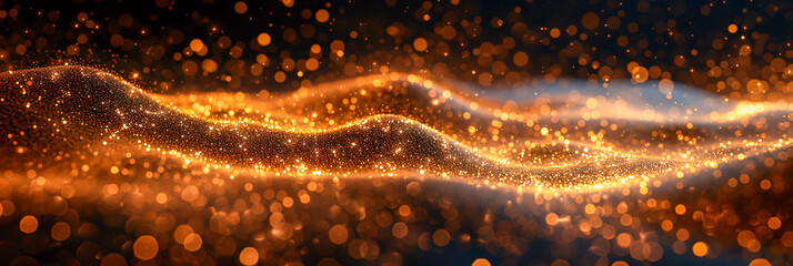 Golden waves sparkling in a magical bright abstract background