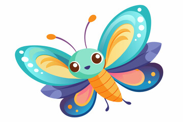 Wall Mural - Cute Butterfly Fluttering gradient illustration in white background