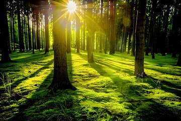 Canvas Print - sun rays in the forest