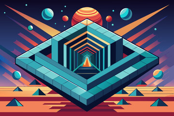 Aufkleber - Illusion of depth and dimension