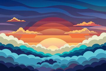Aufkleber - Layers of clouds creating depth in the sky