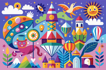 Aufkleber - Whimsical and playful motifs vector illustration