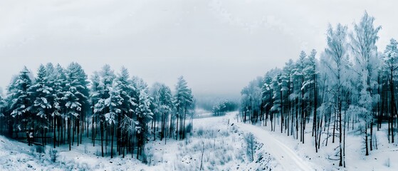 Poster - winter forest landscape