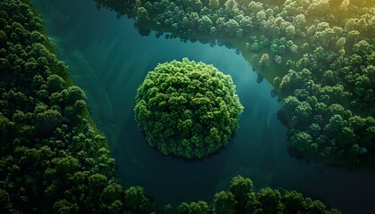 Wall Mural - Aerial top view of forest.