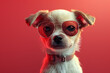 fashion cool cute dog with glasses, 3D render, illustration