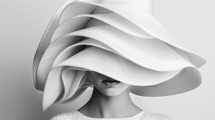 Wall Mural - avant-garde minimalism horror inspired design with structure in white color, high fashion haute couture