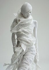 Poster -  avant-garde minimalism horror inspired design with structure in white color, high fashion haute couture