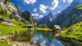 Fototapeta  - Germany, Bavaria, Allgaeu Alps, Oberstdorf, Seealpsee in mountain landscape