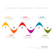 Color horizontal timeline with wavy curves template