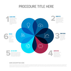 Poster - Fresh blue color Infographic Template with Six Petal Design items