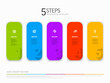Light five solid color card steps template with big numbers icons and description