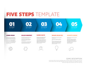 Poster - Progress five blue steps infographic template