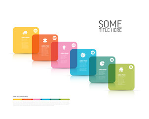 Poster - Pastel transparent color six elements template with square cards icons and description