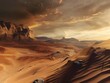 Empty desert landscape, dramatic sky