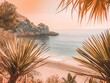 beautiful tropical beach background, peach warm color palette, Summer vacation and travel concept