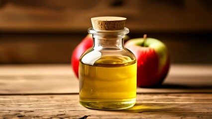 Poster -  Freshly pressed apple cider in a glass bottle