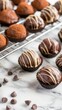 Chocolate Truffles, Swirled Ganache, Elegant Pastries, On a marble countertop, Overcast Weather, Realistic Image, Rembrandt Lighting, Rack focus view