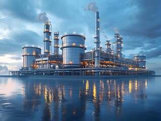 photo of oil and gas power plant refinery with storage tanks facility for oil production or petrochemical factory infrastructure and oil demand price