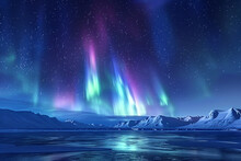 Enchanting View Of Northern Lights Stretching Across The Star-studded Night Sky For A Background