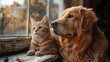 A dog and cat together, an unlikely friendship