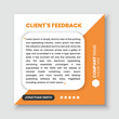Customer feedback social media square post and client testimonial web banner template