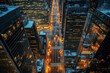 New York City street top view at night