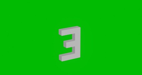 Poster - Animation of rotation of a white capital letter E symbol with shadow. Simple and complex rotation. Seamless looped 4k animation on green chroma key background