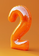 Inflatable number two balloon in glossy orange