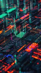 Poster - Illuminated circuit board with glowing technological patterns