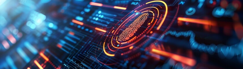 Poster - Futuristic digital fingerprint identification concept