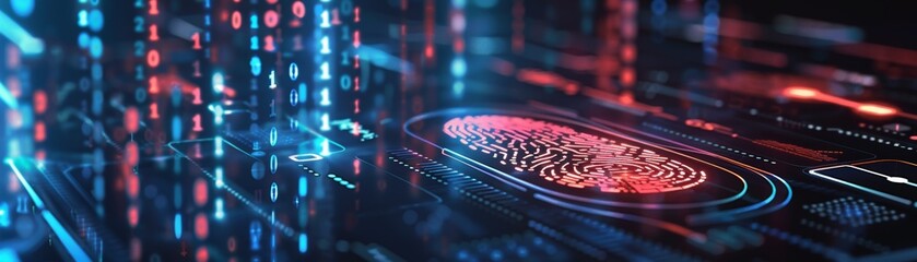 Poster - Futuristic digital fingerprint identification concept