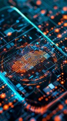 Poster - Futuristic digital fingerprint identification concept