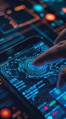 Poster - Futuristic digital fingerprint identification concept