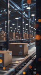 Poster - Futuristic automated warehouse with digital holographic displays