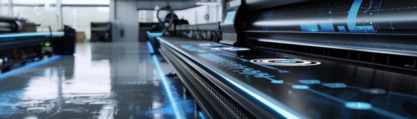 Poster - Futuristic industrial printer in a high-tech manufacturing facility