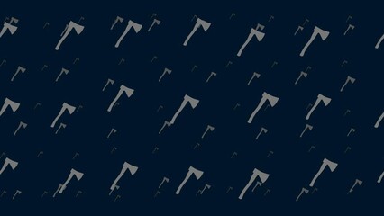 Poster - Ax symbols float horizontally from left to right. Parallax fly effect. Floating symbols are located randomly. Seamless looped 4k animation on dark blue background
