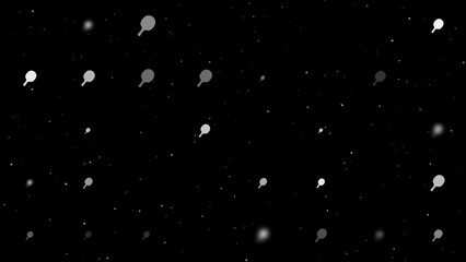Poster - Template animation of evenly spaced table tennis symbols of different sizes and opacity. Animation of transparency and size. Seamless looped 4k animation on black background with stars