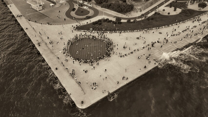 Wall Mural - Zadar at sunset, Croatia. Aerial view of promenade