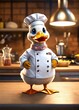 A cute duck wearing a chef uniform, unreal engine render 8k