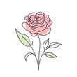 Rose. One line art vector drawing. Black lines on a white background.