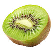 A tantalizing slice of ripe kiwi set against a transparent background