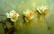 Wonder imagine painting becomes photorealistic white roses in garden vintage nostalgia background wallpaper 