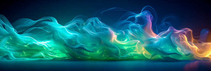 Wall Mural - Dynamic Abstract Light Waves in Dark Space, Blue Energy Flow, Futuristic Design Concept