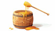 Wooden barrel full of sweet Golden honey isolated on