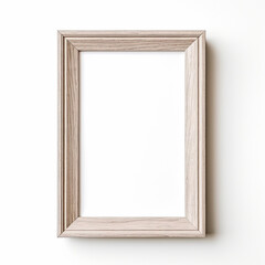 small photo frame with white center, wooden thin frame on white background сreated with Generative Ai